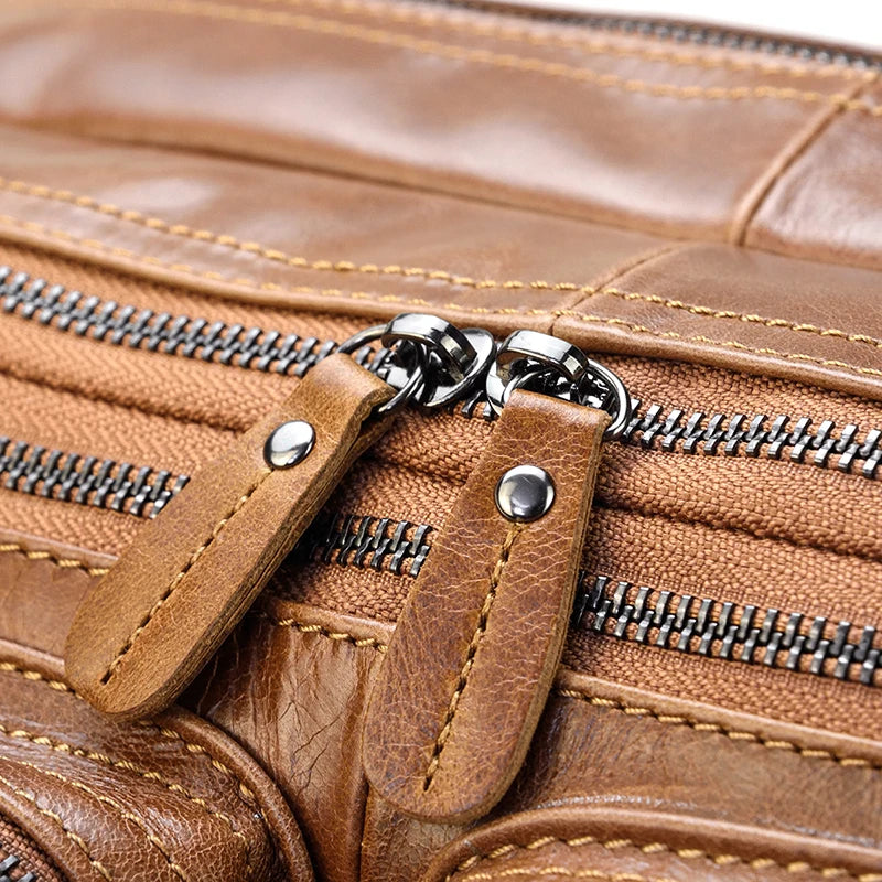 Leather Travel Backpack Shoulder Bag - DELLMONT