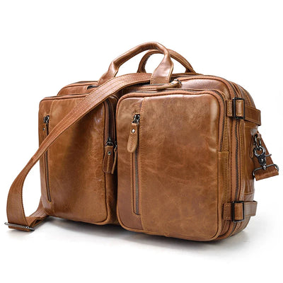 Leather Travel Backpack Shoulder Bag - DELLMONT