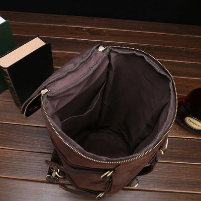 Vintage Leather Travel Backpack - DELLMONT