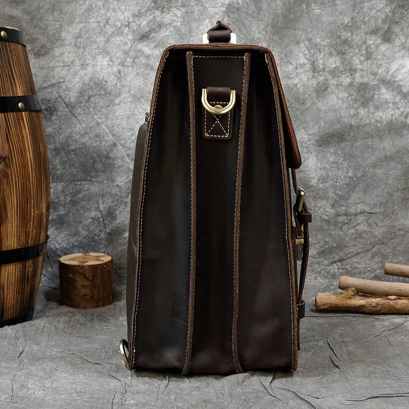 Leather Business Travel Briefcase Backpack - DELLMONT