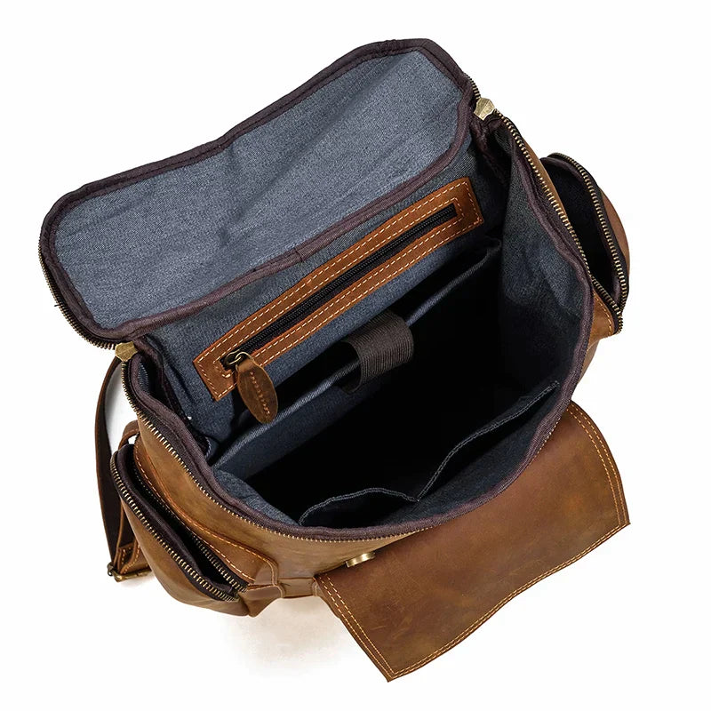 Vintage Leather Travel Backpack - DELLMONT